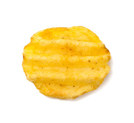 yellow potato chips isolated on white