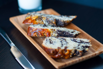 Sliced sweet bread with poppy