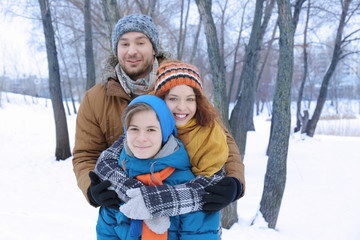 Fototapeta premium Happy family in winter park