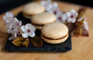 Macaroons decorated with flowers