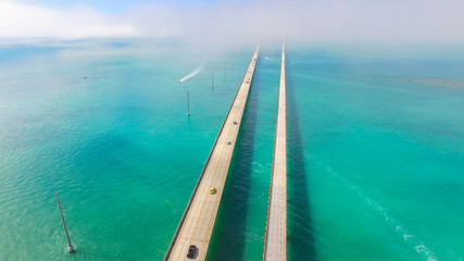 Seven Miles bridge. Florida Keys. Aerial photo