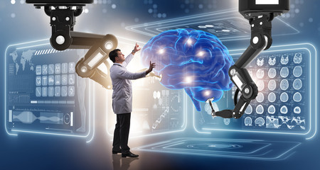 Brain surgery done by robotic arm