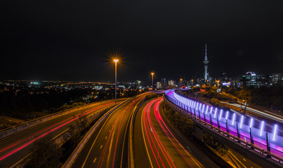 Naklejka na ściany i meble Auckland City Traffic Lighttrails