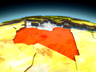 Libya on model of Earth