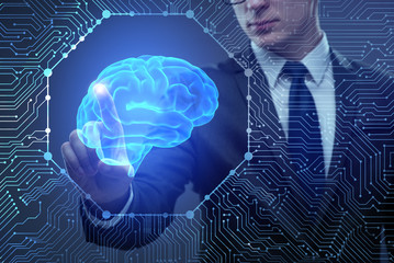 Businessman in artificial intelligence concept