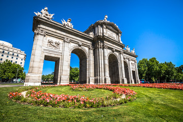 Alcala Gate (Puerta de Alcala) - Monument in the Independence Square in Madrid, Spain