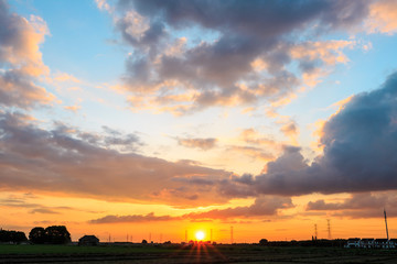 Beautiful clouds in the sky at sunset