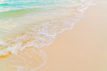 Beautiful tropical Maldives island with white sandy beach and sea .