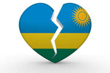 Broken white heart shape with Rwanda flag