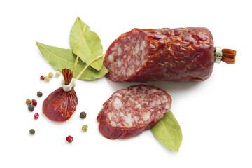Sliced ​​sausage with spices