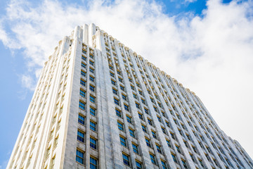 Modern Building Glass Architecture Clouds Wall Detail
