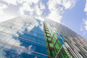Modern Building Glass Architecture Clouds Wall Detail