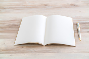 Blank catalog, magazines,book mock up with pen on wood background