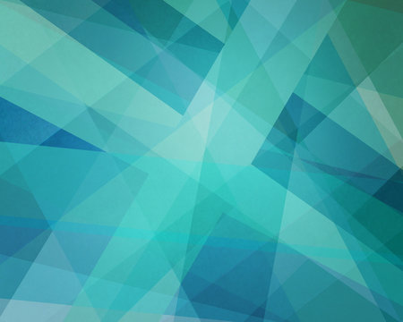 abstract classy blue green background design, geometric lines angles and shapes in white layers of transparent textured material in random pattern