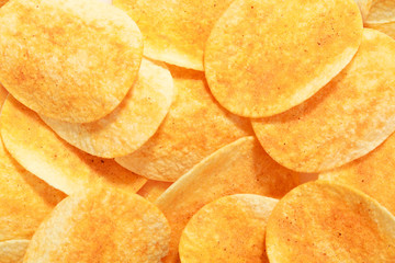 close up of hot and spicy flavor crispy potato chips