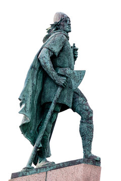 Statue of Leif Eriksson, the best known Viking to have explored North America, erected in Reykjavik, Iceland in 1932, sculpted Alexander Stirling Calder.