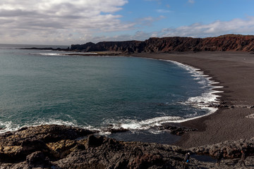 Djupalonssandur, a sandy beach and bay on foot of Snaefellsjokull in Iceland.