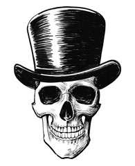 Skull in tall hat