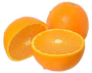 Cut oranges heap isolated