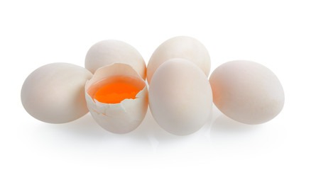 Duck eggs on white background