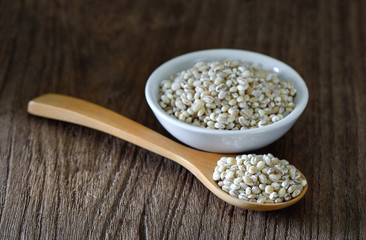 pearl barley on wood