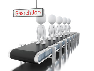 3d White people on conveyor belt.