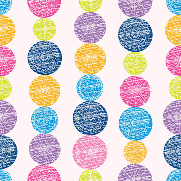 Retro motif with chains, flowers and polka dots. Vector seamless pattern.