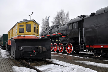 Railway transport. Old railway companies snow blower.