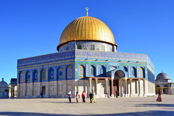 Naklejka premium Jerusalem.The golden Dome of the Rock, built on the site of the ancient jewish temple.