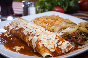 Burrito with red sauce
