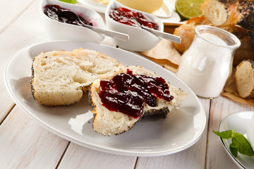 Sweet breakfast with coffee