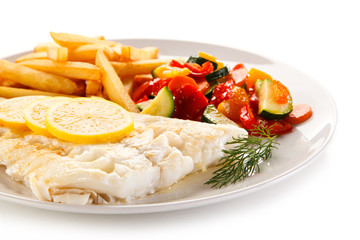 Fried fish fillet with french fries