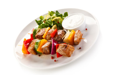 Grilled meat and vegetables