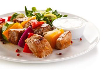 Grilled meat and vegetables