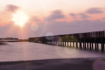 Fototapeta premium Blur background, Sunset at the tourist attractions of Thailand