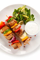 Grilled meat and vegetables