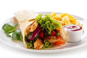 Tortilla wrap with french fries