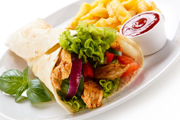 Tortilla wrap with french fries