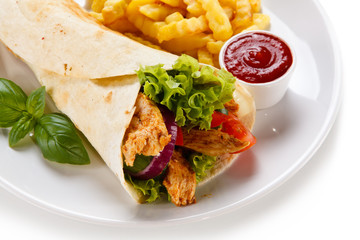Tortilla wrap with french fries