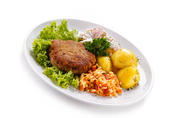 Fried steak with potatoes