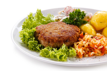 Fried steak with potatoes