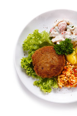 Fried steak with potatoes