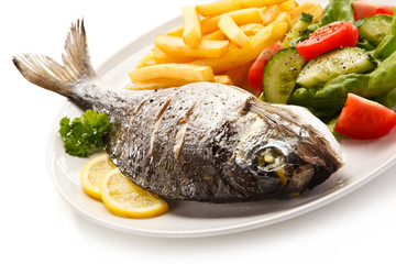 Fish dish - roasted fish with vegetables