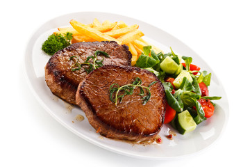 Grilled steak with french fries