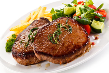 Grilled steak with french fries