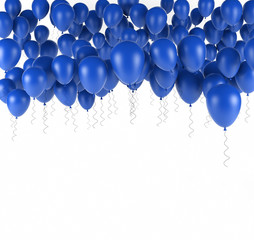 Blue bunch of Birthday balloons isolated in white. 3d render