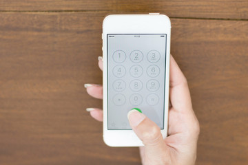 Flat lay hand using phone
