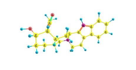 Yohimbine molecular structure isolated on white