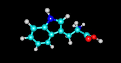Tryptophan molecular structure isolated on black