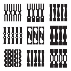 Collection of decorative patterns. Geometric and ethnic decor elements. Vector. Isolated.